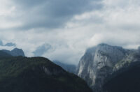 Beautiful landscape of mountains, clouds, and trees